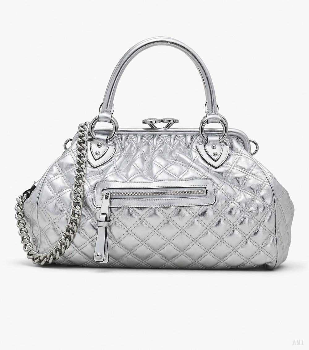 Re-Edition Quilted Metallic Leather Stam Bag