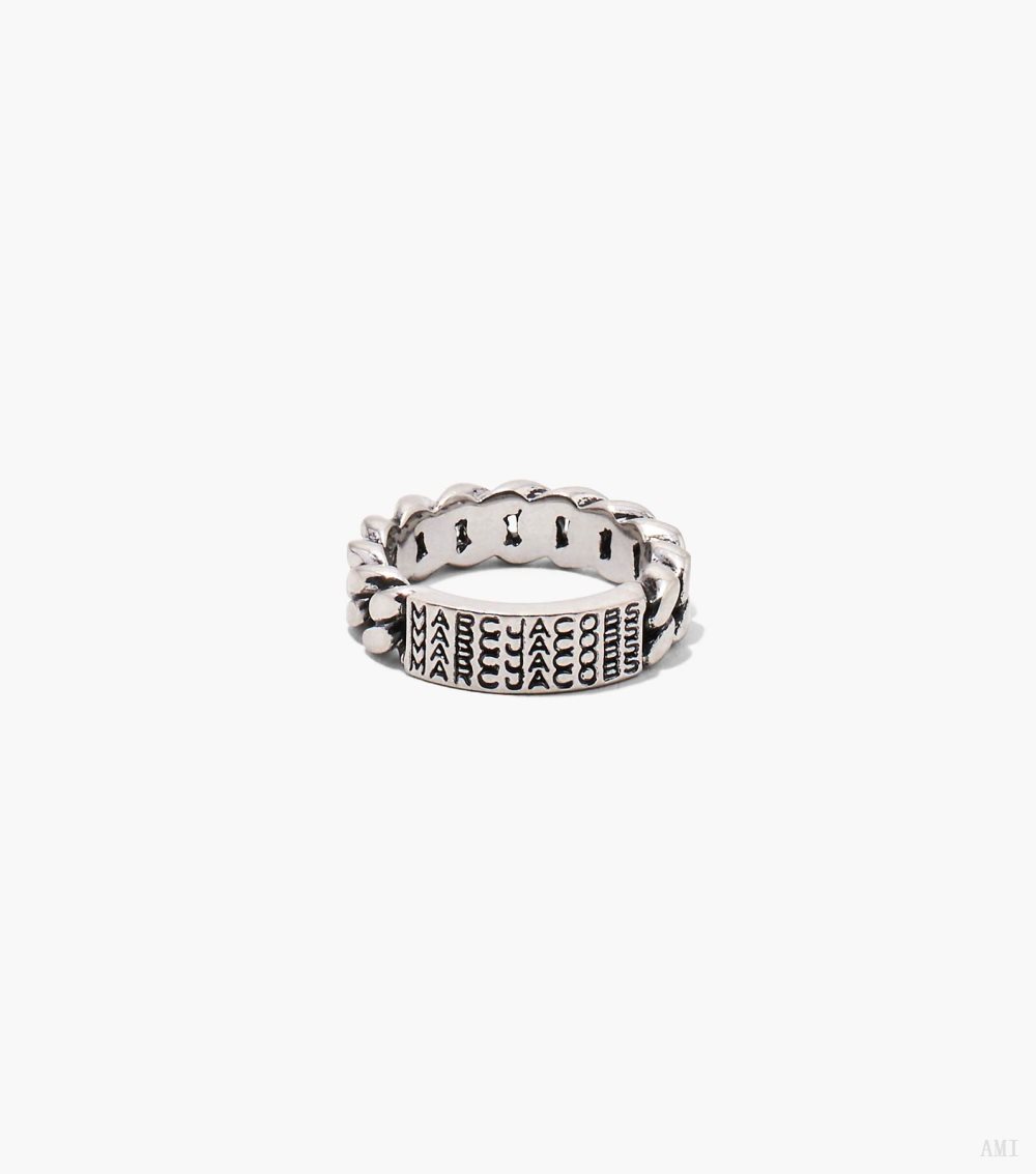 The Barcode Monogram ID Chain Ring