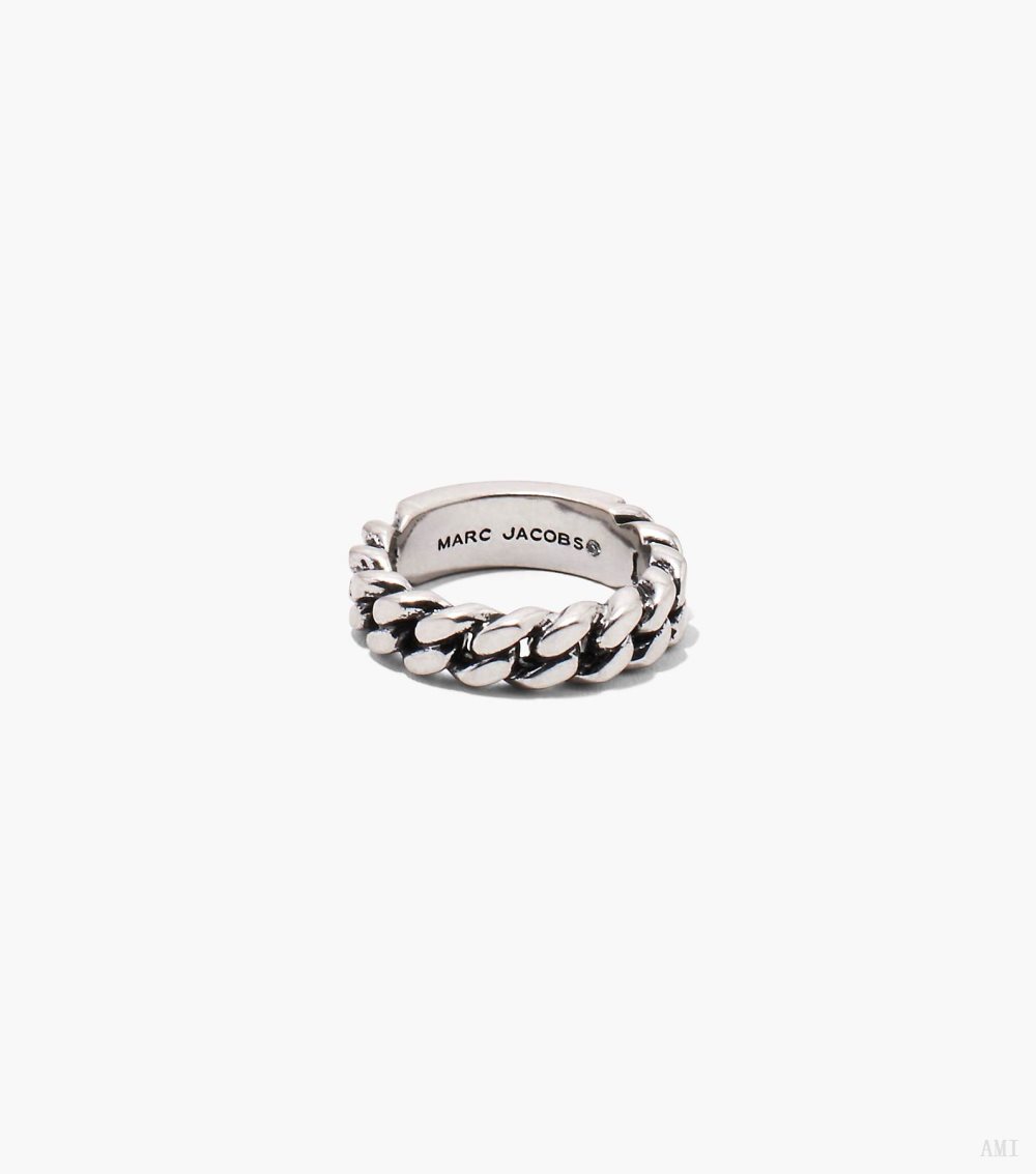The Barcode Monogram ID Chain Ring